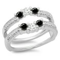 thumbnail image 1 of Dazzlingrock Collection 0.80 Carat (ctw) 14K Black & White Diamond Wedding Band 3 Stone Guard Ring 3/4 CT, White Gold, Size 6, 1 of 4