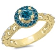 thumbnail image 1 of Dazzlingrock Collection 0.80 Carat (ctw) 14K Blue & White Diamond Bridal Halo Engagement Ring 3/4 CT, Yellow Gold, Size 8.5, 1 of 1