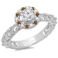 thumbnail image 1 of Dazzlingrock Collection 0.80 Carat (ctw) 14K Champagne & White Diamond Bridal Halo Engagement Ring 3/4 CT, White Gold, Size 5, 1 of 1