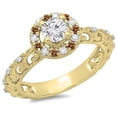 thumbnail image 1 of Dazzlingrock Collection 0.80 Carat (ctw) 14K Champagne & White Diamond Bridal Halo Engagement Ring 3/4 CT, Yellow Gold, Size 8.5, 1 of 1