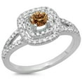 thumbnail image 1 of Dazzlingrock Collection 0.80 Carat (ctw) 14K Champagne & White Diamond Engagement Halo Bridal Ring 3/4 CT, White Gold, Size 5.5, 1 of 1
