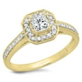 thumbnail image 1 of Dazzlingrock Collection 0.80 Carat (ctw) 14K Princess & Round Diamond Ladies Bridal Halo Engagement Ring, Yellow Gold, Size 8.5, 1 of 4