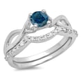 thumbnail image 1 of Dazzlingrock Collection 0.80 Carat (ctw) 14K Round Blue & White Diamond Bridal Engagement Ring Set 3/4 CT, White Gold, Size 7, 1 of 1