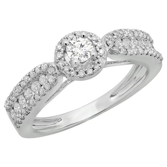 Dazzlingrock Collection 0.80 Carat (ctw) 14K Round Cut Diamond Bridal Vintage Halo Engagement Ring 3/4 CT, White Gold, Size 6.5