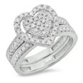 thumbnail image 1 of Dazzlingrock Collection 0.80 Carat (ctw) 14K White Diamond Heart Shaped Bridal Engagement Ring Set 3/4 CT, White Gold, Size 7.5, 1 of 4