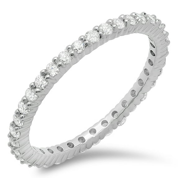 Dazzlingrock Collection 0.80 Carat (ctw) 14k Round Diamond Eternity Anniversary Stackable Wedding Band, White Gold, Size 6