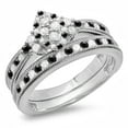 thumbnail image 1 of Dazzlingrock Collection 0.80 Carat (ctw) Sterling Silver Black & White Diamond Bridal Marquise Shape Ring Set 3/4 CT, Size 6, 1 of 1