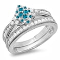 thumbnail image 1 of Dazzlingrock Collection 0.80 Carat (ctw) Sterling Silver Blue & White Diamond Bridal Marquise Shape Ring Set 3/4 CT, Size 6.5, 1 of 1