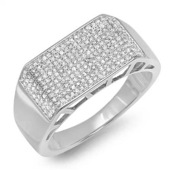 Dazzlingrock Collection 0.83 Carat (ctw) Round Cut Diamond Men's Anniversary Wedding Ring 3/4 CT (), Sterling Silver