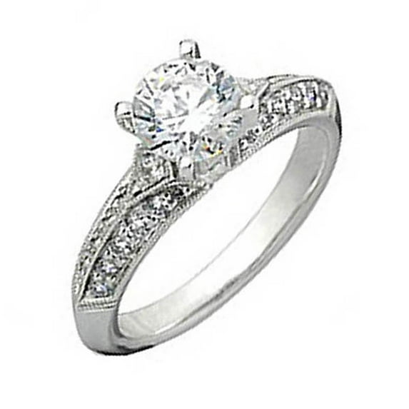 Dazzlingrock Collection 0.85 Carat (Ctw) 14k Round Diamond Ladies Bridal Engagement Ring, White Gold, Size 6.5