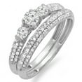 thumbnail image 1 of Dazzlingrock Collection 0.85 Carat (ctw) 14K Round Diamond 3 Stone Bridal Engagement Ring Wedding Band Set, White Gold, Size 7, 1 of 1