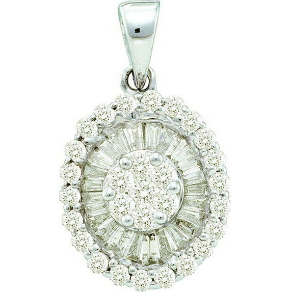 Dazzlingrock Collection 0.86 Carat (ctw) 14K White Diamond Ladies Cluster Flower Pendant, White Gold