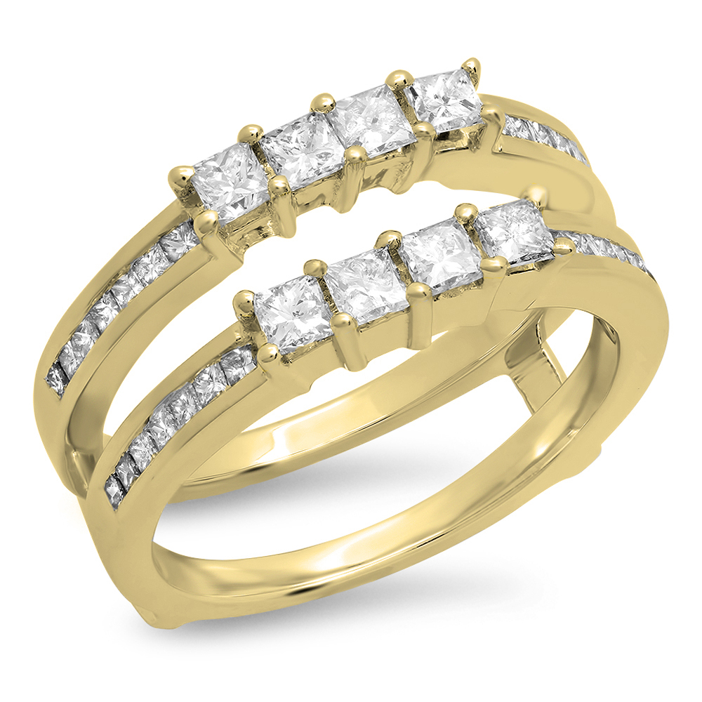 Dazzlingrock 10K White Gold Bridal Ring Set - 7mm Cushion White Sapphire & Round Diamonds, Size 6 - View #2