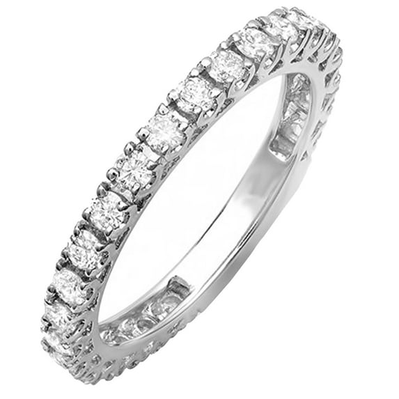Dazzlingrock Collection 0.90 CT 14K Round Diamond Eternity Sizeable Wedding Band, White Gold, Size 9
