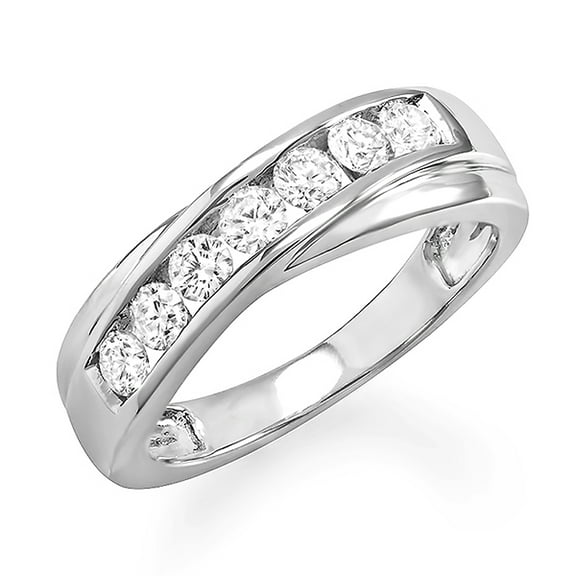 Dazzlingrock Collection 0.90 CT 14k Round Diamond Mens Wedding Band Ring White Gold Size 10