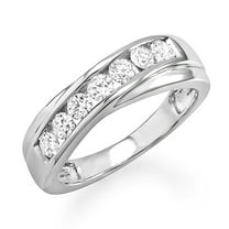 Dazzlingrock Collection 0.90 CT 14k Round Diamond Mens Wedding Band Ring, White Gold, Size 11.5