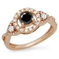 thumbnail image 1 of Dazzlingrock Collection 0.90 Carat (ctw) 10K Black & White Diamond Ladies 3 Stone Halo Engagement Ring, Rose Gold, Size 5, 1 of 1