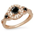 thumbnail image 1 of Dazzlingrock Collection 0.90 Carat (ctw) 10K Black & White Diamond Ladies 3 Stone Halo Engagement Ring, Rose Gold, Size 5, 1 of 1
