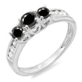 thumbnail image 1 of Dazzlingrock Collection 0.90 Carat (ctw) 10K Round Black And White Diamond 3 Stone Engagement Bridal Ring, White Gold, Size 5.5, 1 of 1