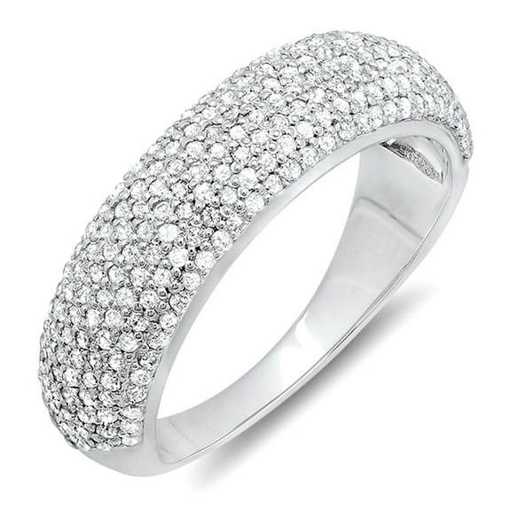 Dazzlingrock Collection 0.90 Carat (ctw) 10K Round Diamond Anniversary Wedding Band Ring, White Gold, Size 7
