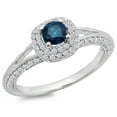 thumbnail image 1 of Dazzlingrock Collection 0.90 Carat (ctw) 14K Blue & White Diamond Bridal Split Shank Halo Engagement Ring, White Gold, Size 8, 1 of 1
