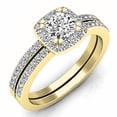 thumbnail image 1 of Dazzlingrock Collection 0.90 Carat (ctw) 14K Cushion & Round Diamond Halo Bridal Engagement Ring Set, Yellow Gold, Size 5, 1 of 4