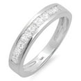 thumbnail image 1 of Dazzlingrock Collection 0.90 Carat (ctw) 14K Princess Cut Diamond Ladies Anniversary Wedding Band Stackable Ring, White Gold, Size 6, 1 of 1
