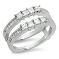 thumbnail image 1 of Dazzlingrock Collection 0.90 Carat (ctw) 14K Princess White Diamond Ladies Wedding Guard Double Ring, White Gold, Size 9, 1 of 1