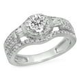 thumbnail image 1 of Dazzlingrock Collection 0.90 Carat (ctw) 14K Round & Baguette White Diamond Halo Bridal Engagement Ring, White Gold, Size 6, 1 of 1