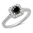 thumbnail image 1 of Dazzlingrock Collection 0.90 Carat (ctw) 14K Round Black & White Diamond Bridal Halo Engagement Ring, White Gold, Size 4.5, 1 of 1