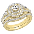 thumbnail image 1 of Dazzlingrock Collection 0.90 Carat (ctw) 14K Round Diamond Bridal Halo Split Shank Engagement Ring Set, Yellow Gold, Size 4, 1 of 4