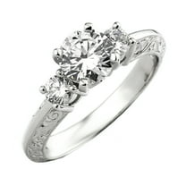 Dazzlingrock Collection 0.90 Carat (ctw) 14K Round Diamond Ladies Bridal 3 Stone Engagement Ring, White Gold, Size 6