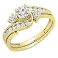 thumbnail image 1 of Dazzlingrock Collection 0.90 Carat (ctw) 14K Round Diamond Swirl Bridal Engagement Ring Set, Yellow Gold, Size 4.5, 1 of 6