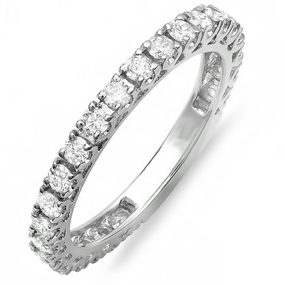 Dazzlingrock Collection 0.90 Carat (ctw) 18K Round Diamond Eternity Sizeable Stackable Wedding Band, White Gold, Size 7