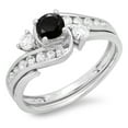thumbnail image 1 of Dazzlingrock Collection 0.90 Carat (ctw) 18k Round Black & White Diamond Swirl Bridal Engagement Ring Set, White Gold, Size 6.5, 1 of 1