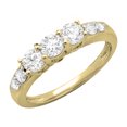 thumbnail image 1 of Dazzlingrock Collection 0.92 Carat (ctw) 14k Round White Diamond 3-Stone Wedding Band Stackable Ring, Yellow Gold, Size 10, 1 of 3