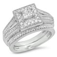 thumbnail image 1 of Dazzlingrock Collection 0.95 Carat (Ctw) 14K Princess & Round White Diamond Bridal Engagement Ring Set, White Gold, Size 4, 1 of 1