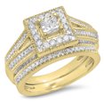 thumbnail image 1 of Dazzlingrock Collection 0.95 Carat (Ctw) 14K Princess & Round White Diamond Bridal Engagement Ring Set, Yellow Gold, Size 4.5, 1 of 1