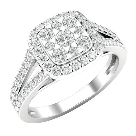 Dazzlingrock Collection 0.95 Carat (ctw) 10K Round White Diamond Ladies Split Shank Engagement Ring 1 CT, White Gold, Size 8.5