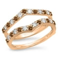thumbnail image 1 of Dazzlingrock Collection 0.95 Carat (ctw) 14K Champagne & White Diamond Wedding Guard Double Band 1 CT, Rose Gold, Size 4.5, 1 of 1