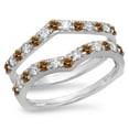 thumbnail image 1 of Dazzlingrock Collection 0.95 Carat (ctw) 14K Champagne & White Diamond Wedding Guard Double Band 1 CT, White Gold, Size 4, 1 of 1