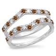 thumbnail image 1 of Dazzlingrock Collection 0.95 Carat (ctw) 14K Champagne & White Diamond Wedding Guard Double Band 1 CT, White Gold, Size 9.5, 1 of 1