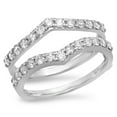 thumbnail image 1 of Dazzlingrock Collection 0.95 Carat (ctw) 14K Round Diamond Ladies Wedding Enhancer Guard Double Ring 1 CT, White Gold, Size 7.5, 1 of 4