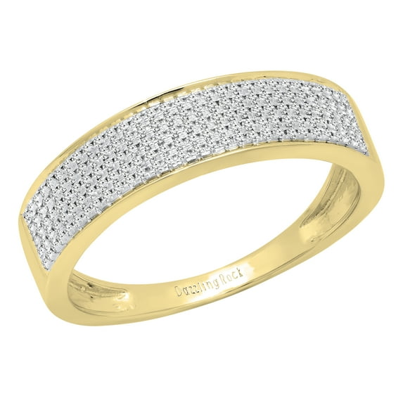 Dazzlingrock Collection 035 CT Round White Diamond Mens Wedding Band in 14K Yellow Gold, Size 7.5