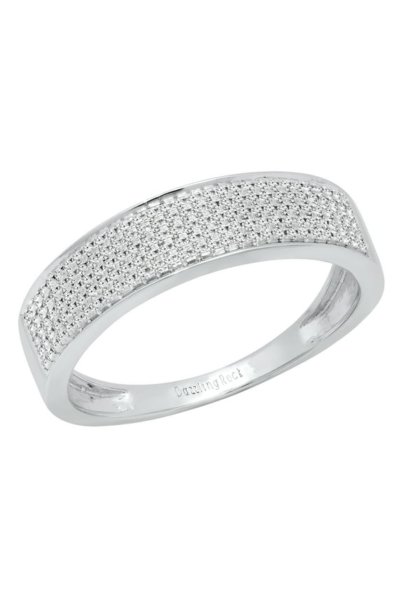 Collection 035 CT Round White Diamond Mens Wedding Band in 18K White Gold, Size 11