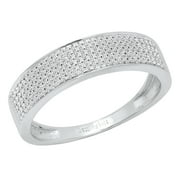 Dazzlingrock Collection 035 CT Round White Diamond Mens Wedding Band in Sterling Silver, Size 10