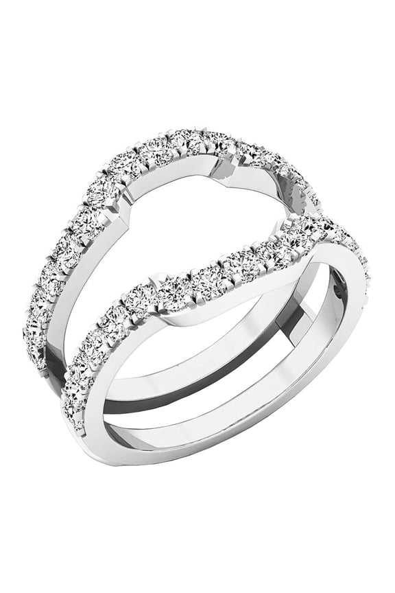Collection 1.00 CT Round Cubic Zirconia Guard Ring for Women, Sterling Silver, Size 8
