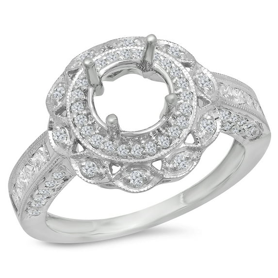 Dazzlingrock Collection 1.00 Carat (Ctw) 14k Round Diamond Semi Mount Round Diamond Engagement Ring (No Center Stone), White Gold, Size 5.5