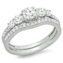 Dazzlingrock Collection 1.00 Carat (ctw) 10K Diamond Ladies 5 Stone Engagement Ring Set 1 CT, White Gold, Size 8