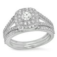 thumbnail image 1 of Dazzlingrock Collection 1.00 Carat (ctw) 10K Round Cut White Diamond Bridal Halo Engagement Ring Set 1 CT, White Gold, Size 8, 1 of 4